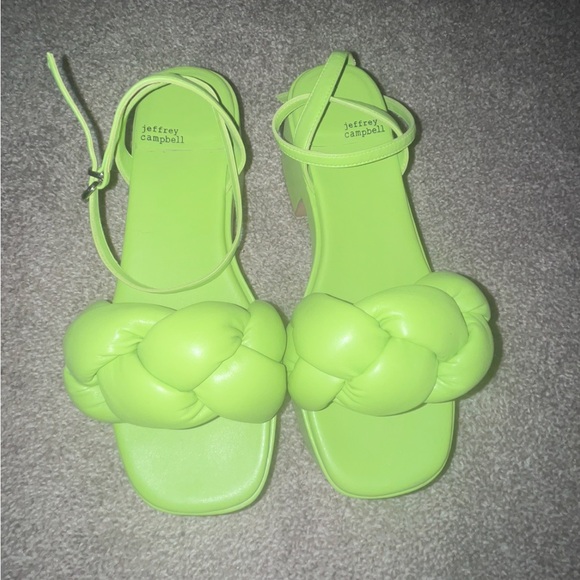 2021 Jeffrey Campbell Braided Sandal - neon green - Picture 1 of 5